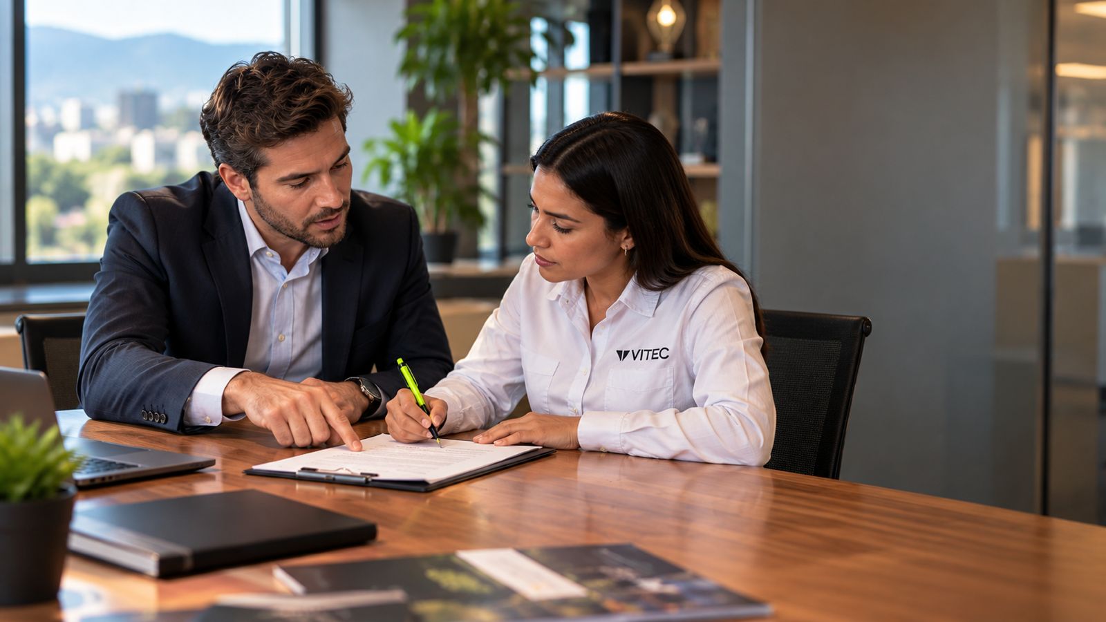 Especialista Vitec atendiendo las necesidades de un cliente
