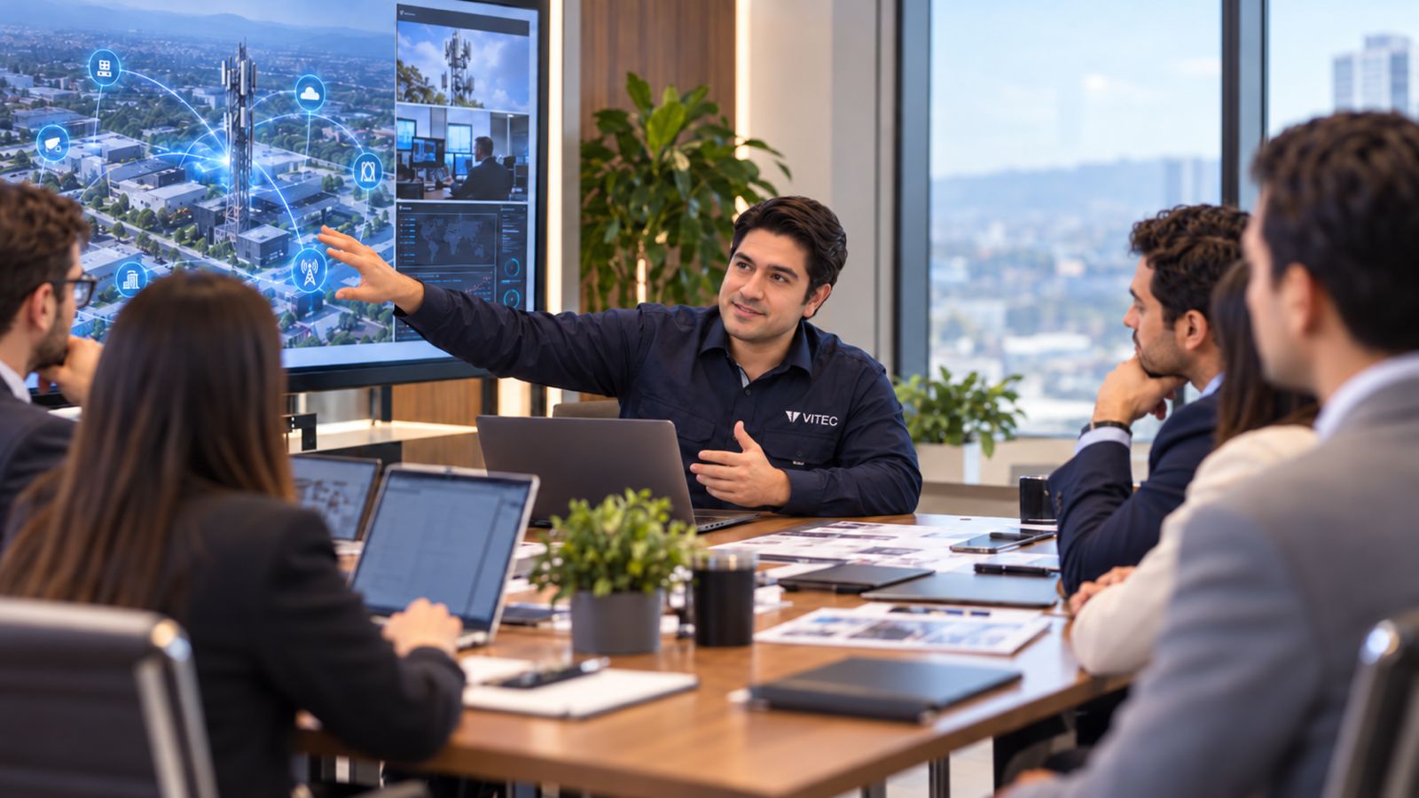 Equipo Vitec presentando una solución tecnológica innovadora