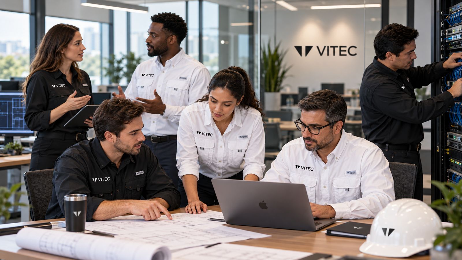 Equipo Vitec colaborando en una solución tecnológica