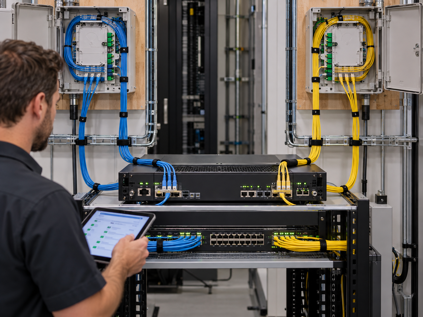Dos conexiones de internet suministrando redundancia a una empresa